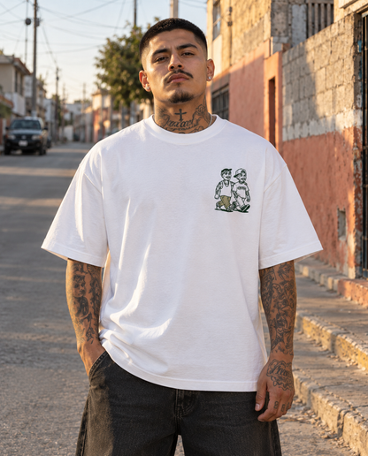 Playera Oversize "Brotherhood" Blanca – M82 [RESTOCK DROP 00]