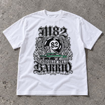 Playera Oversize "Orgullo de Barrio" Ghost White – M82 Streetwear