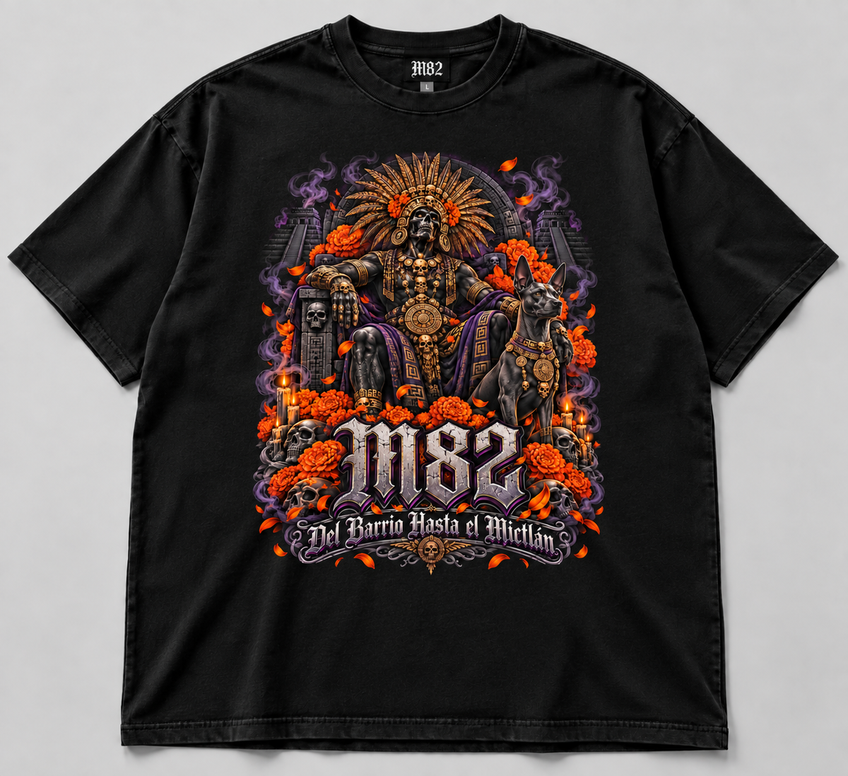 Playera M82 "Del Barrio Hasta el Mictlán" Edición Especial Día de Muertos - Heavyweight Oversize