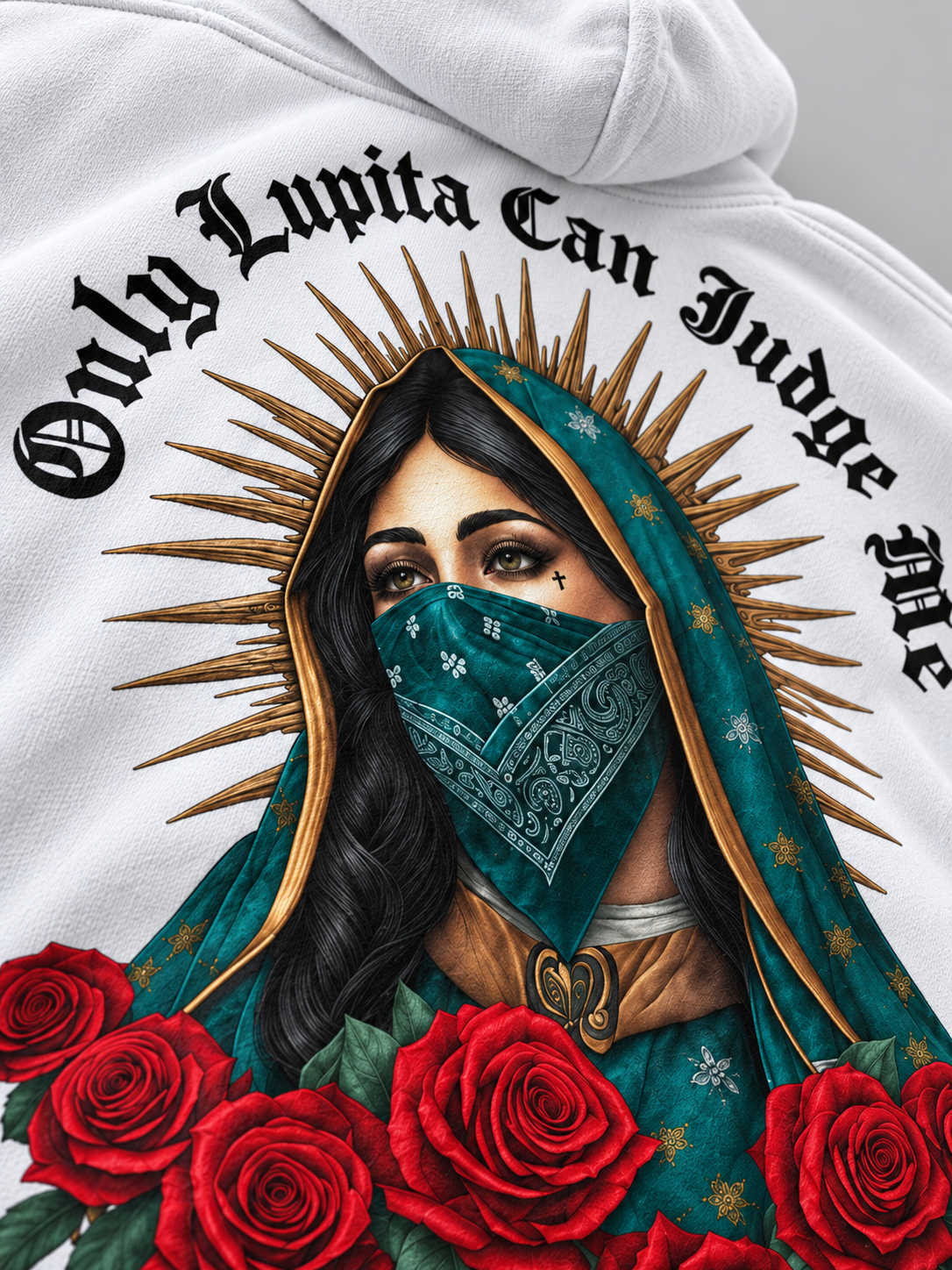 Hoodie Oversize "Only Lupita Can Judge Me" - Blanca | M82