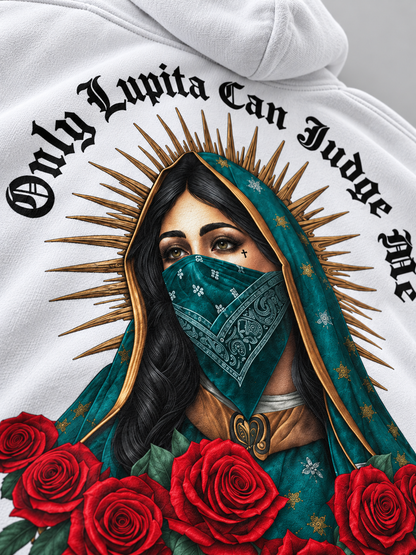Hoodie Oversize "Only Lupita Can Judge Me" - Blanca | M82