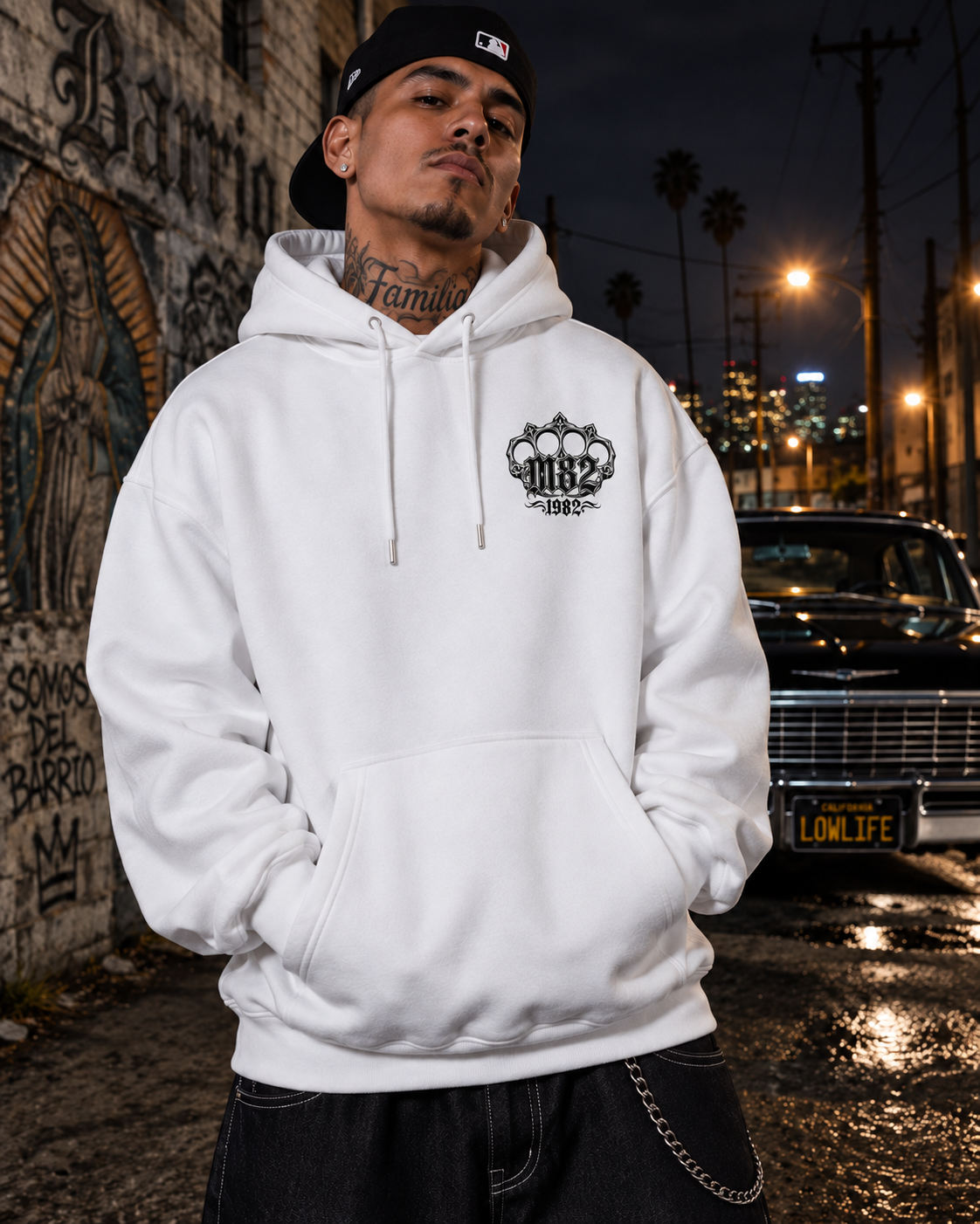 Hoodie Oversize "Gangster Balaclava" - Blanca | M82